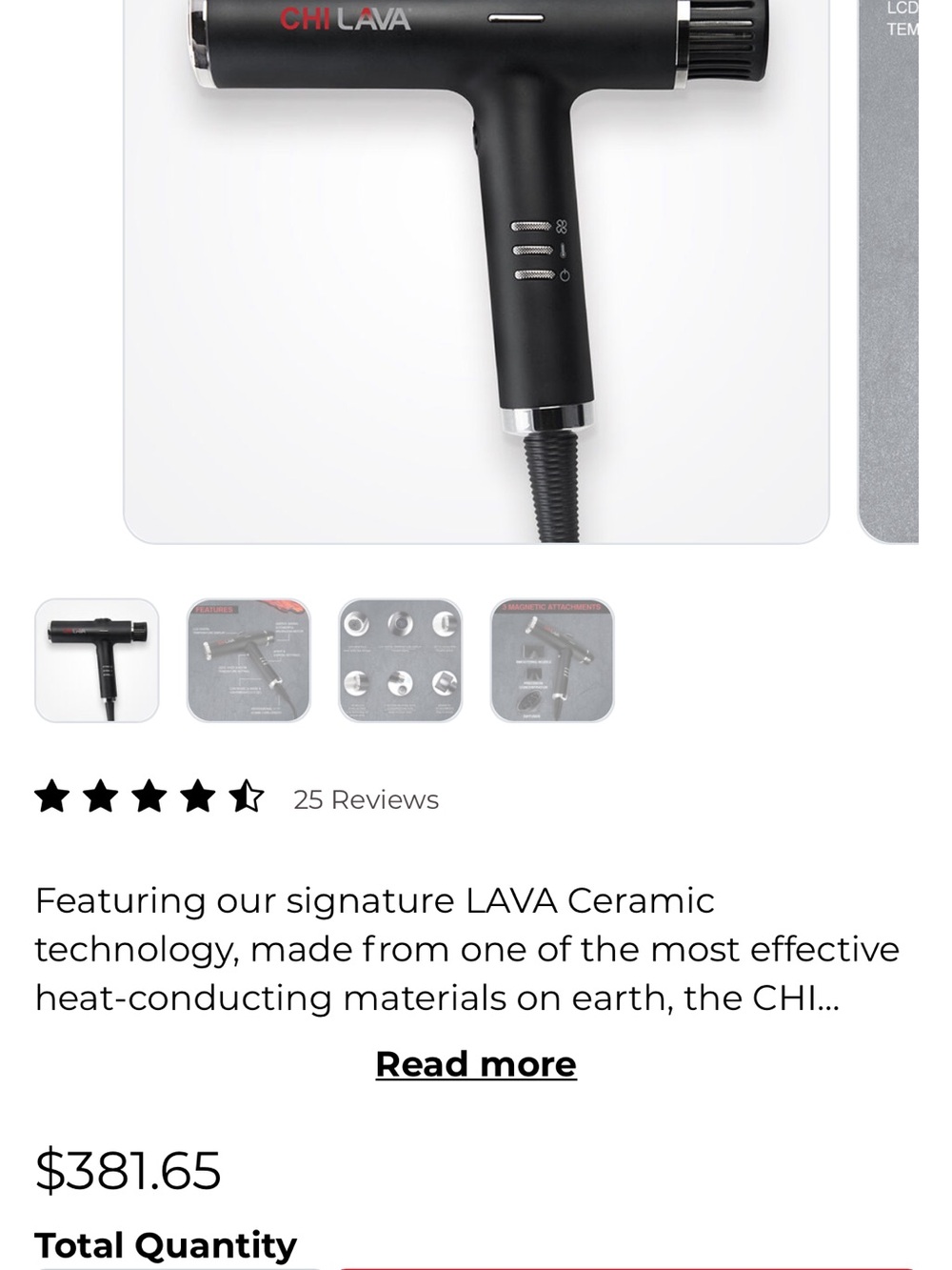 CHI LAVA Professional Hair Dryer - Black